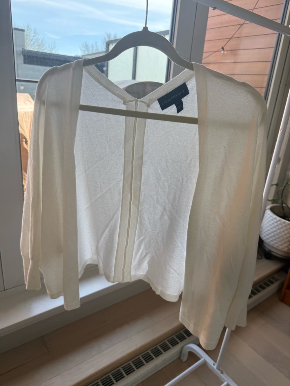 Lane Bryant Cream Lightweight Knit Cardigan-style Sweater
